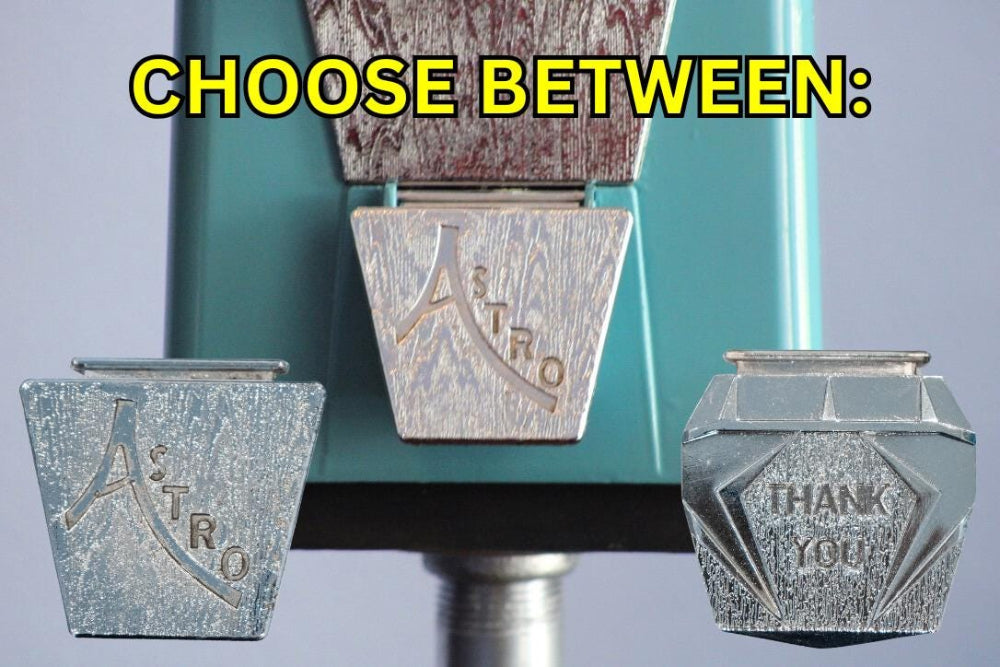 Three metal components with 'Astro' branding on a gray background