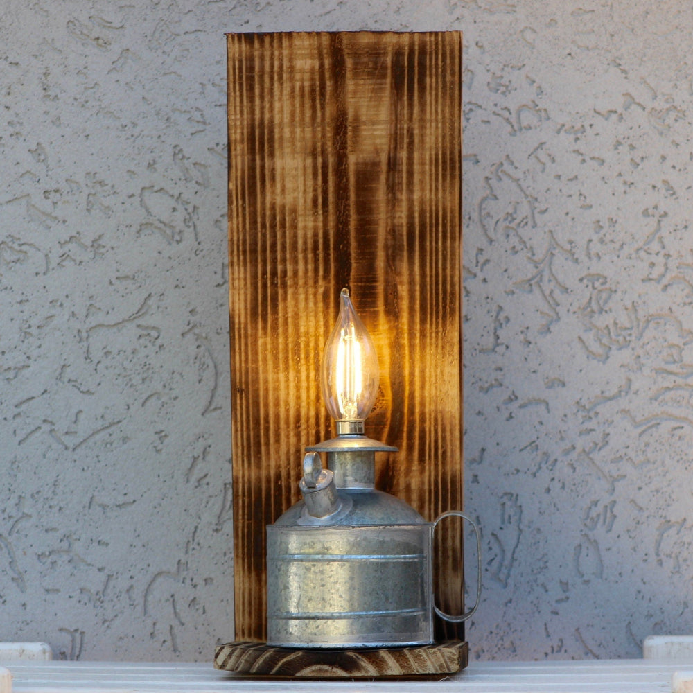 Decorative lamp with rustic design on a textured wall background