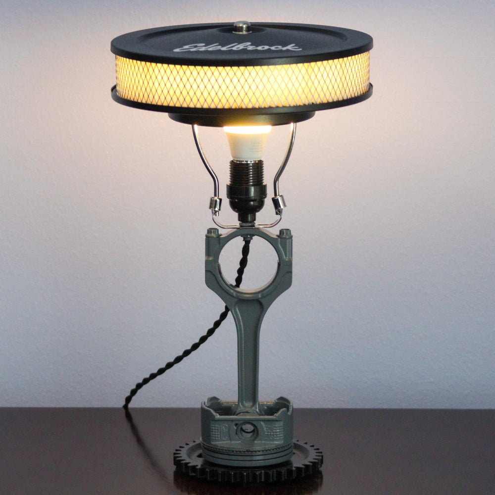 Table lamp with unique design on a plain background