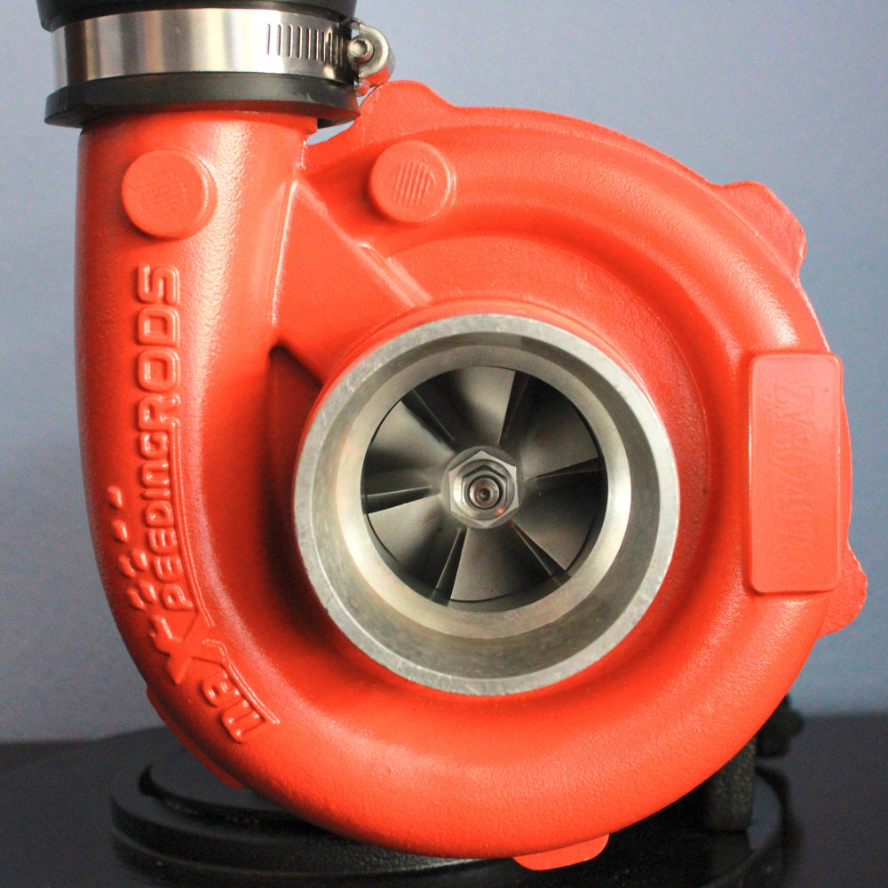 Red turbocharger on a gray background