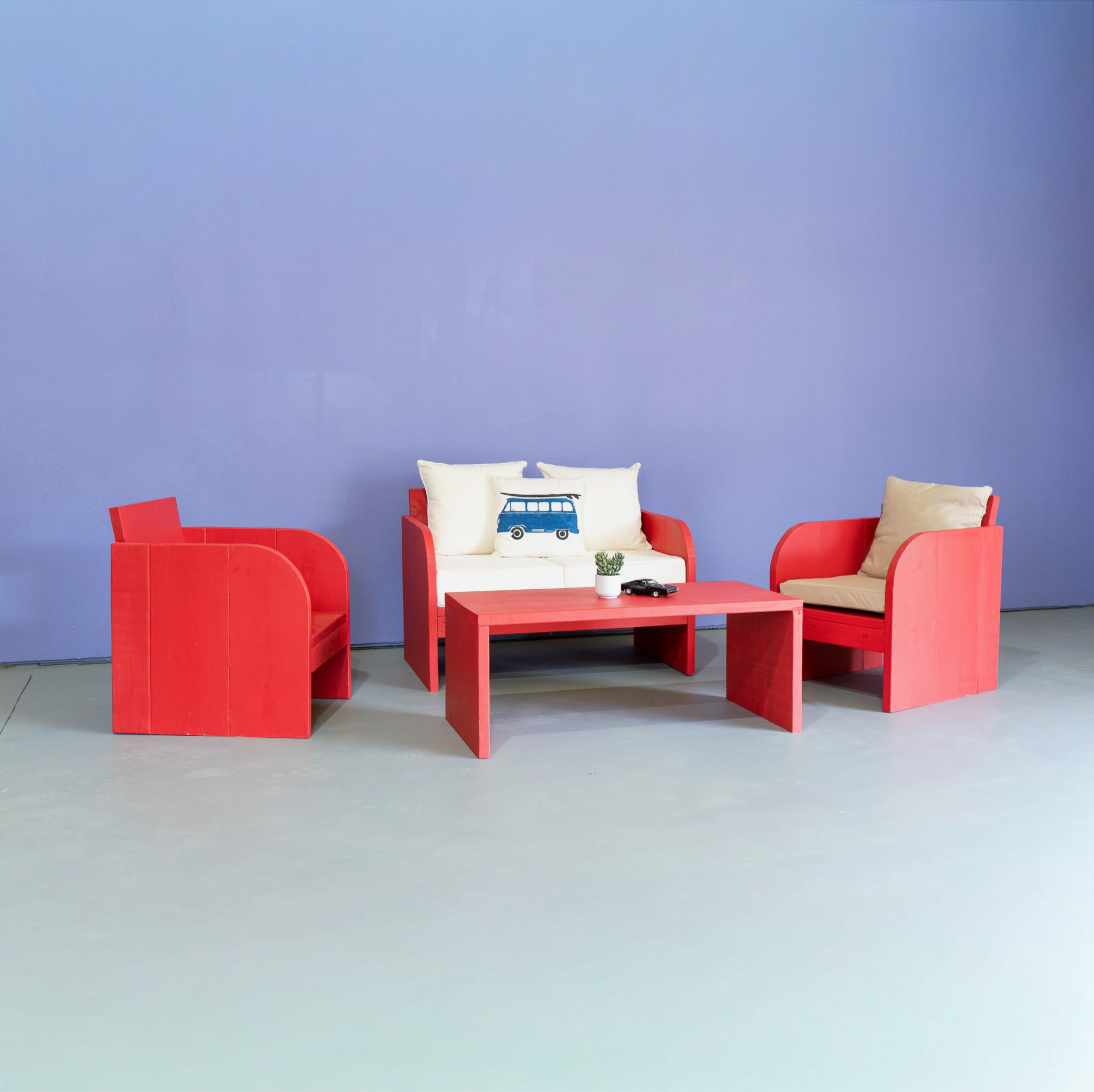 Red Lounge Furniture Set