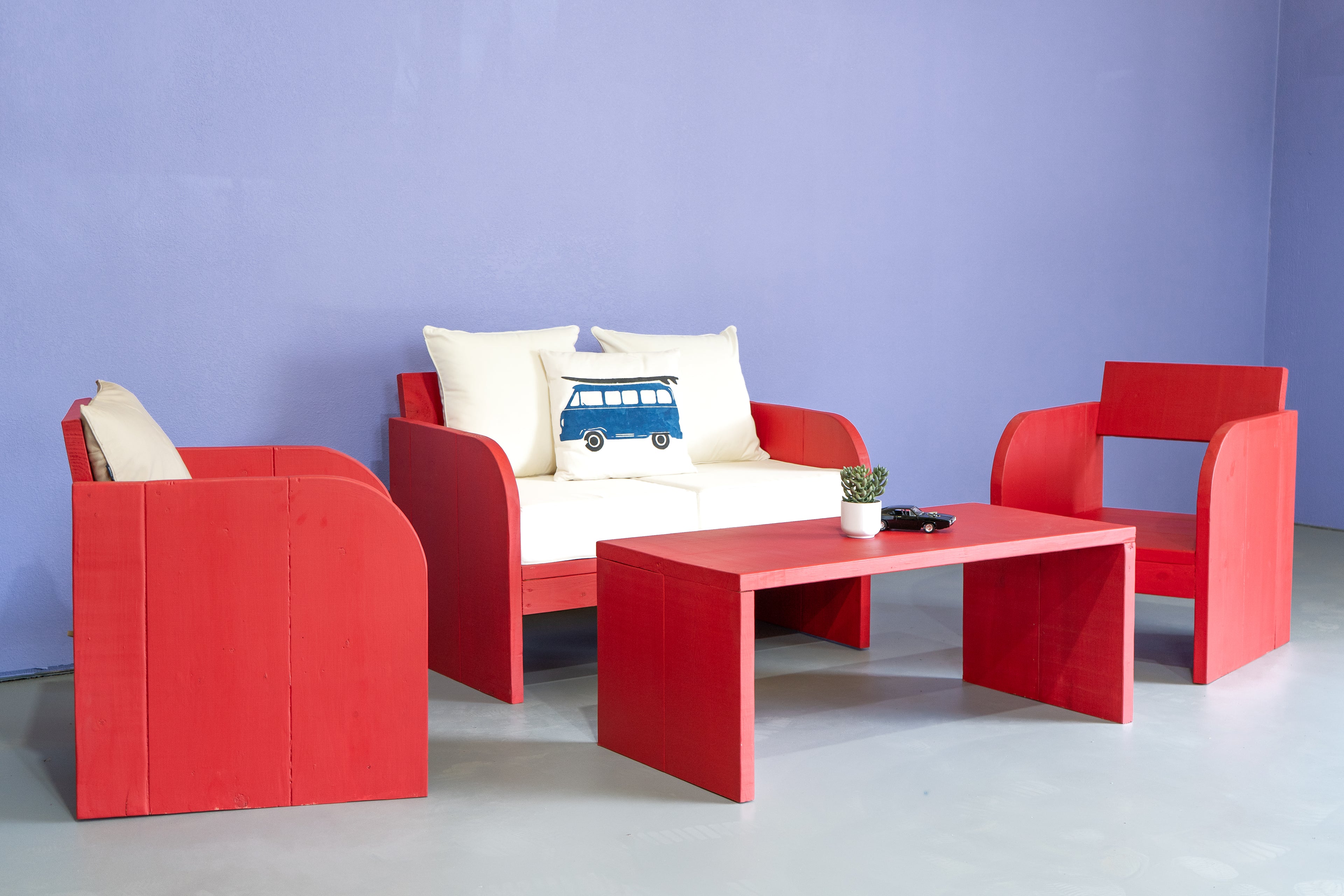 Red Lounge Furniture Set