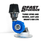 Turbocharger with '2 Fast 2 Furious' branding on a white background