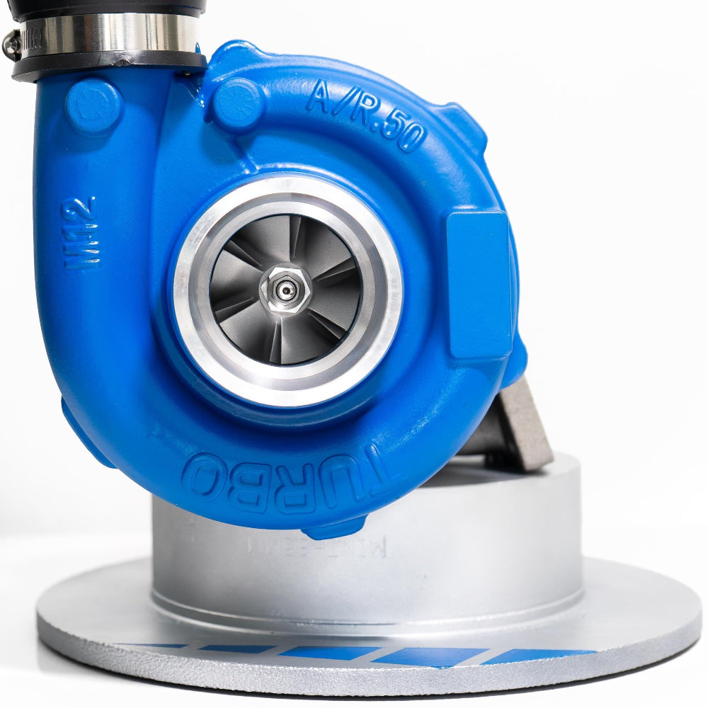 Blue and silver pump on a white background