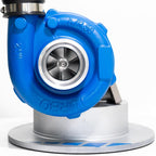 Blue and silver pump on a white background