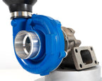 Close-up of a blue mechanical pump on a white background