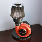 Car polisher with a brown filter on a wooden surface