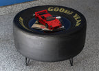 Automotive racing coffee table handcrafted from genuine motorsports components.