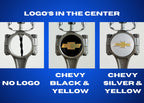 Chevy engine piston lamp crafted from authentic performance parts, designed for garages, offices, and car themed spaces.