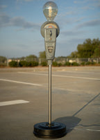 Coin operated parking meter lamp featuring real vintage street hardware.