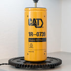 CAT oil filter lamp styled for construction offices, mechanic shops, and industrial workspaces.