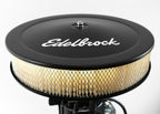 Lamp topped with a black Edelbrock air filter shade, giving the piece a clean, aggressive automotive look.