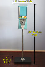 Astro gumball machine mounted on a custom industrial pipe stand, creating a sturdy and visually striking retro display piece.