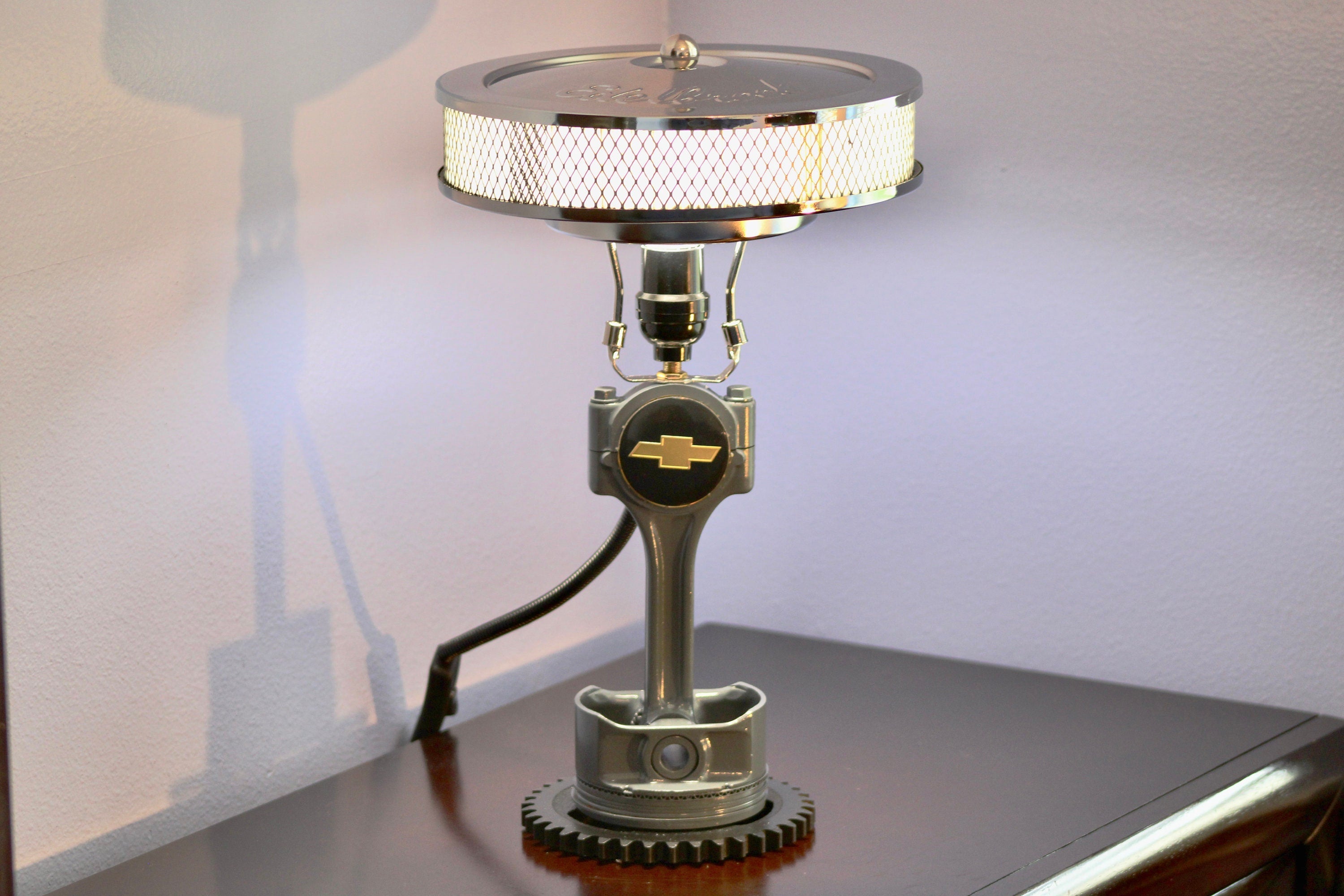 Chevy Piston Lamp - Car Parts Decor | Car Home Lamp | Engine Art