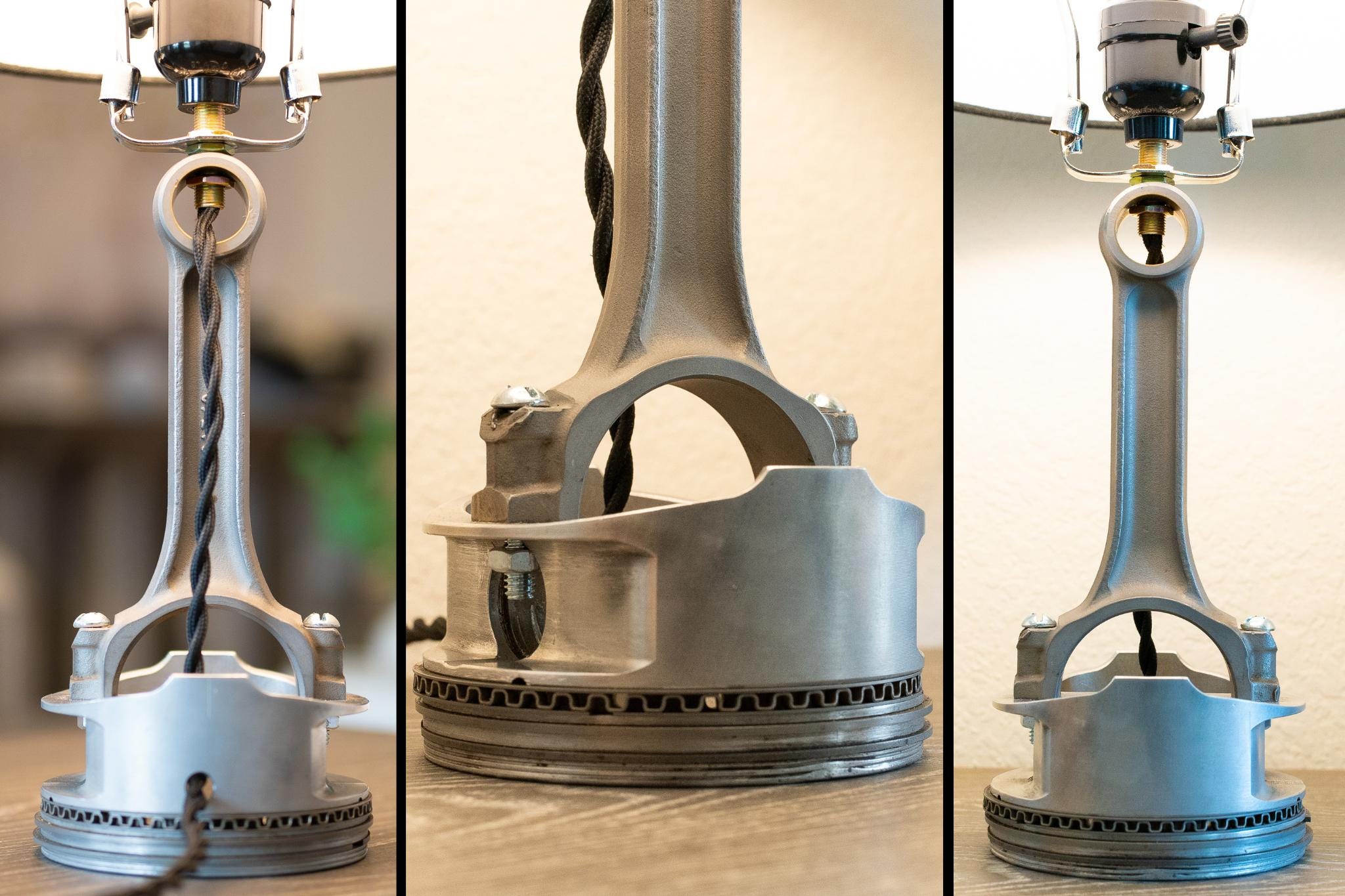Piston Table Lamp – Automotive Parts Decor | Industrial Metal Lamp