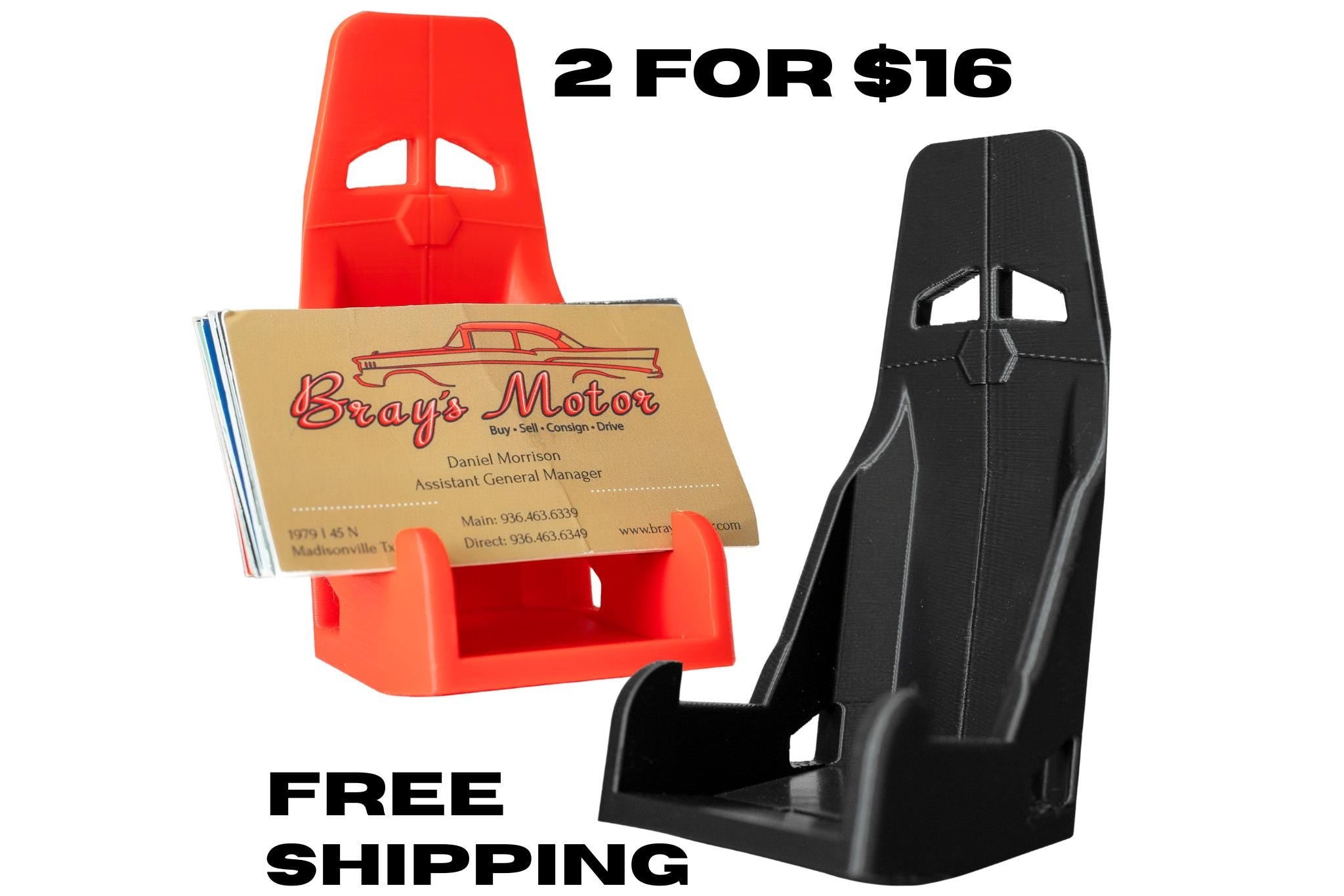 Racing Seat Card Holder and Phone Stand – Car Desk Accessory / Auto Office Gift