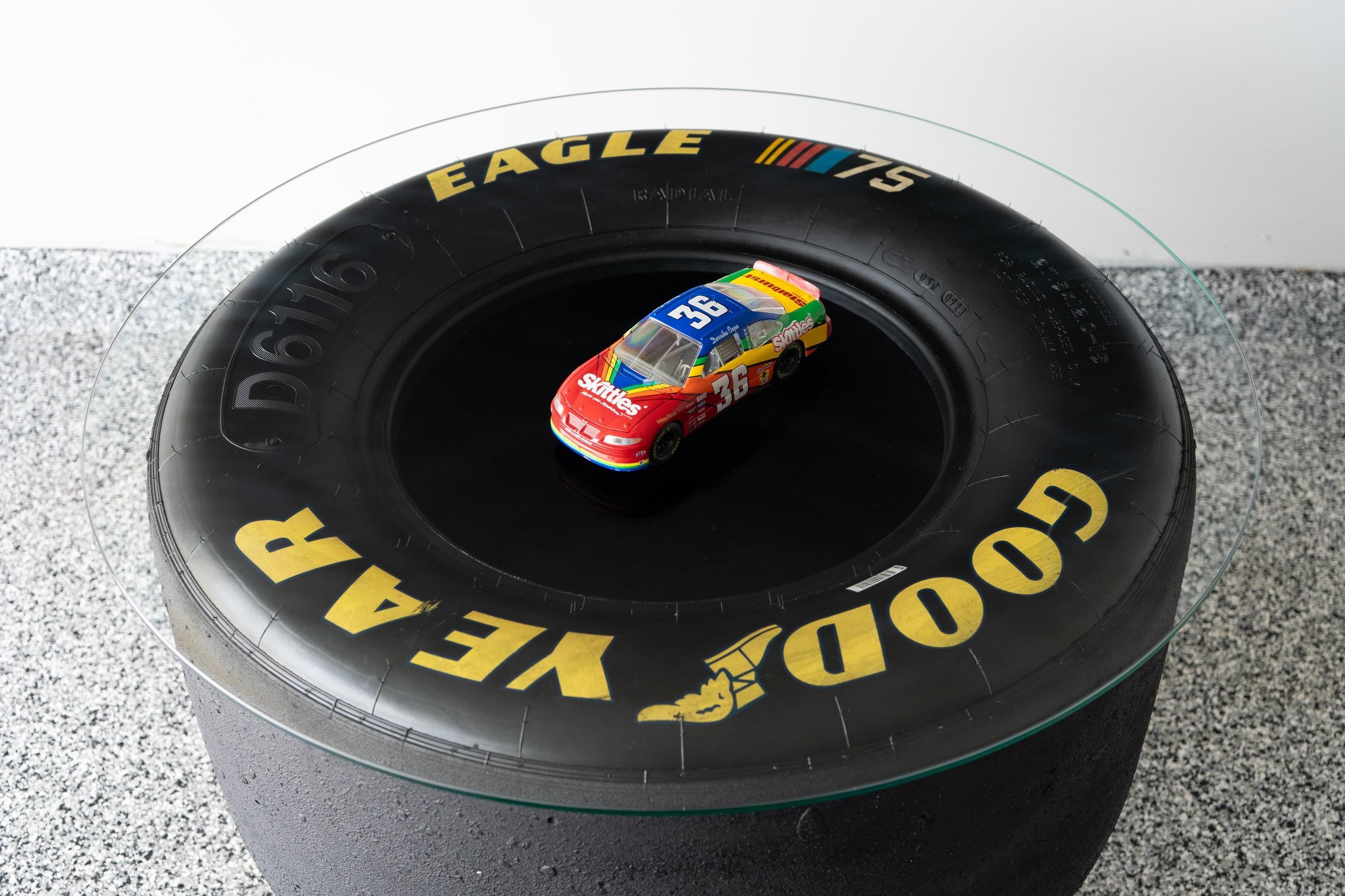 NASCAR 75 Anniversary Tire Table / Automotive Furniture / Racing Home Decor