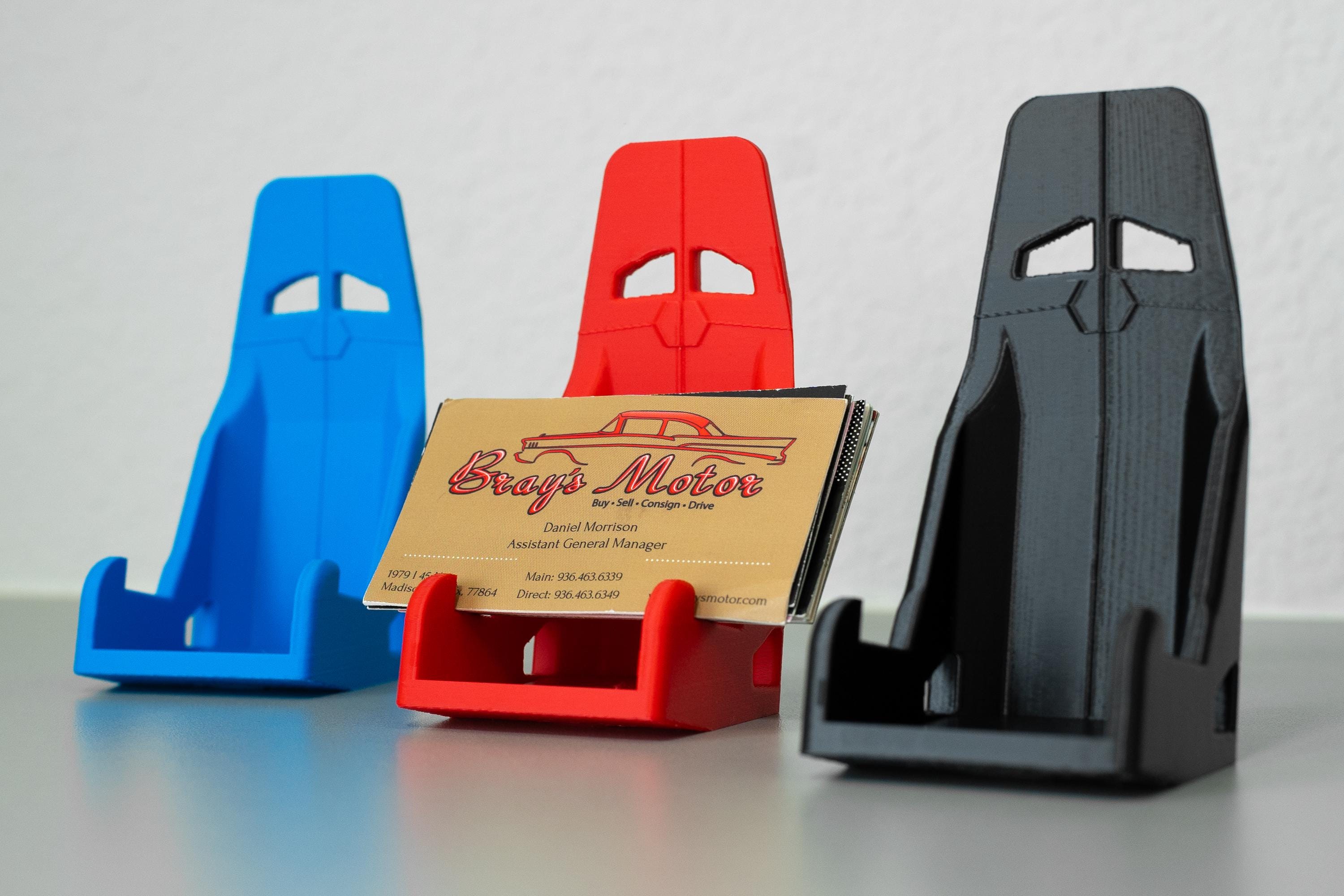 Racing Seat Card Holder and Phone Stand – Car Desk Accessory / Auto Office Gift