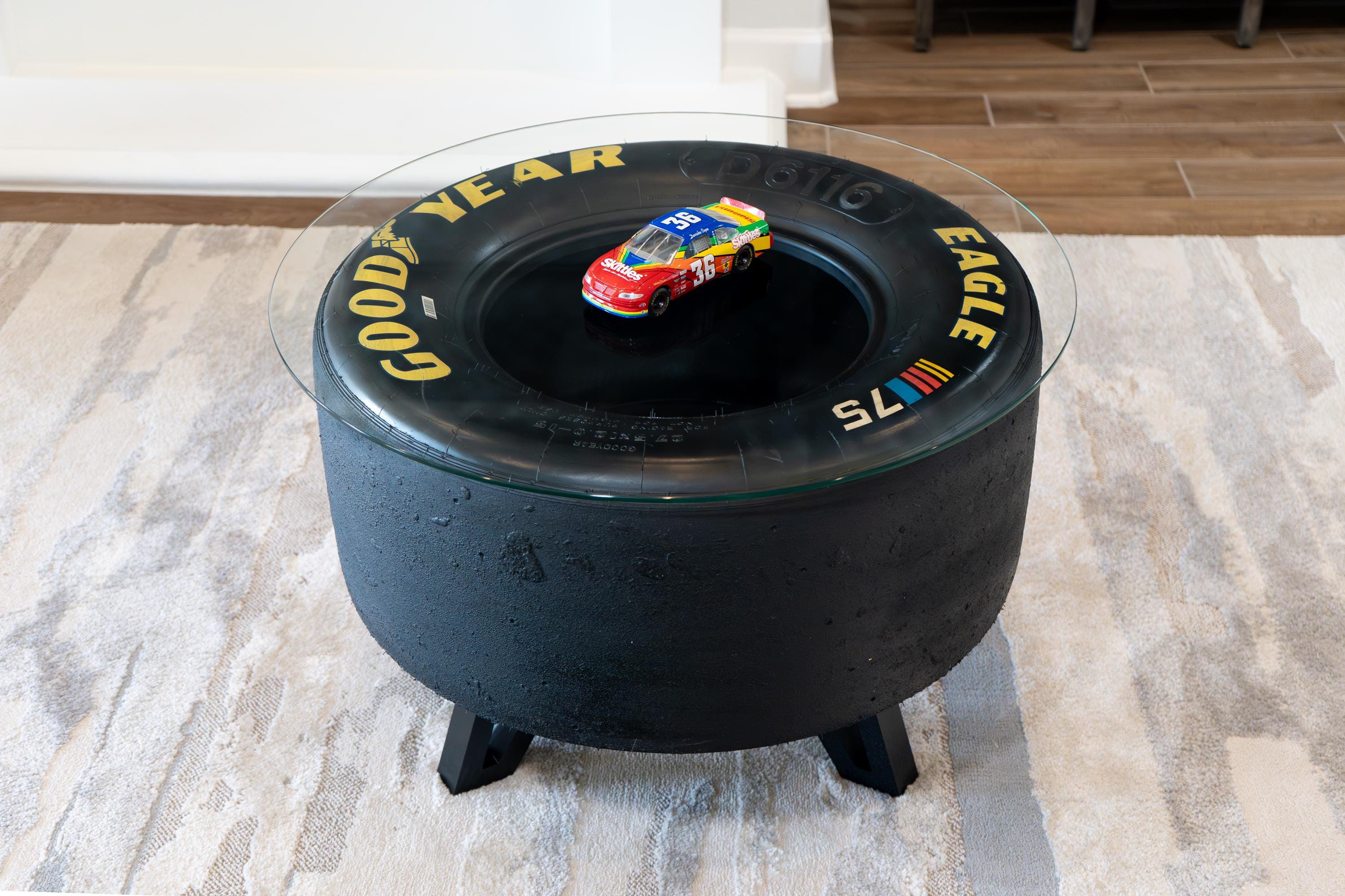 NASCAR 75 Anniversary Tire Table / Automotive Furniture / Racing Home Decor