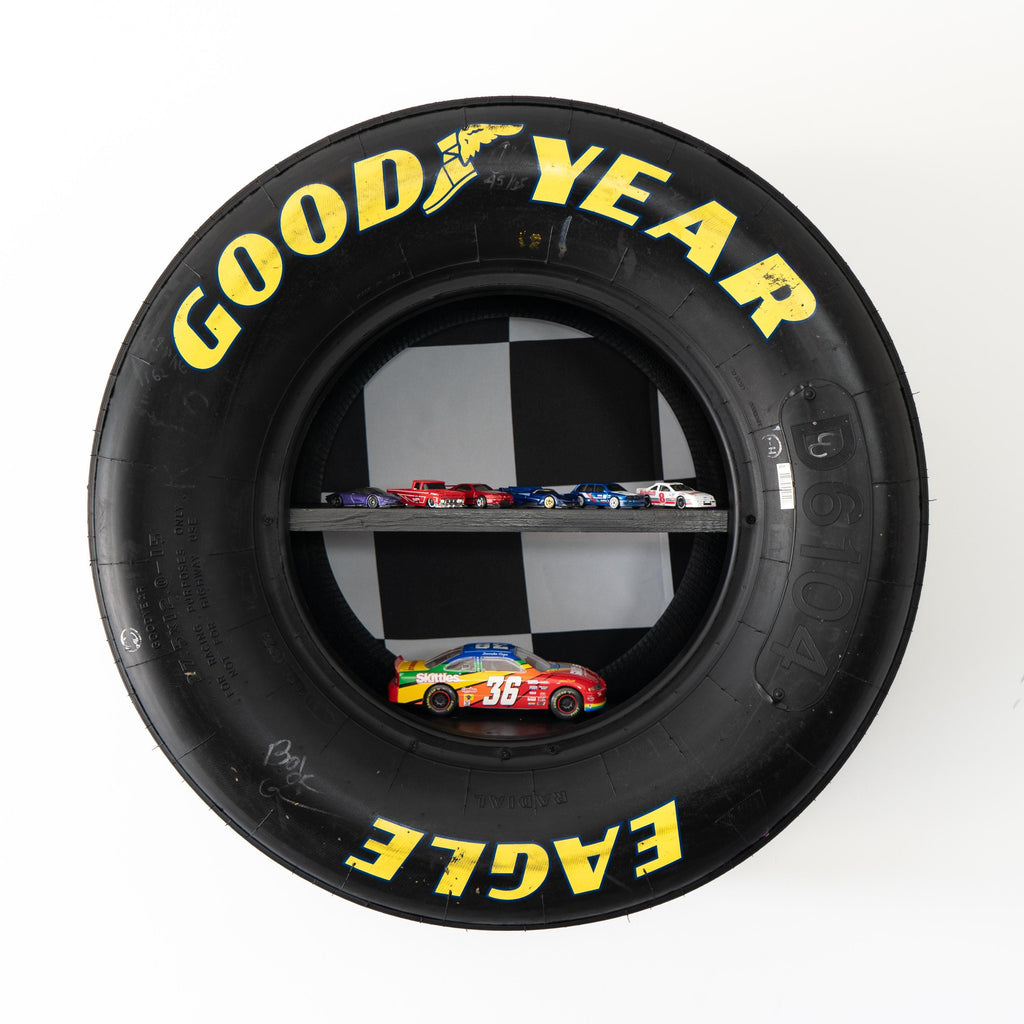 NASCAR Tire Shelf - Auto Home Wall | Automotive Furniture | Car Parts Shelf
