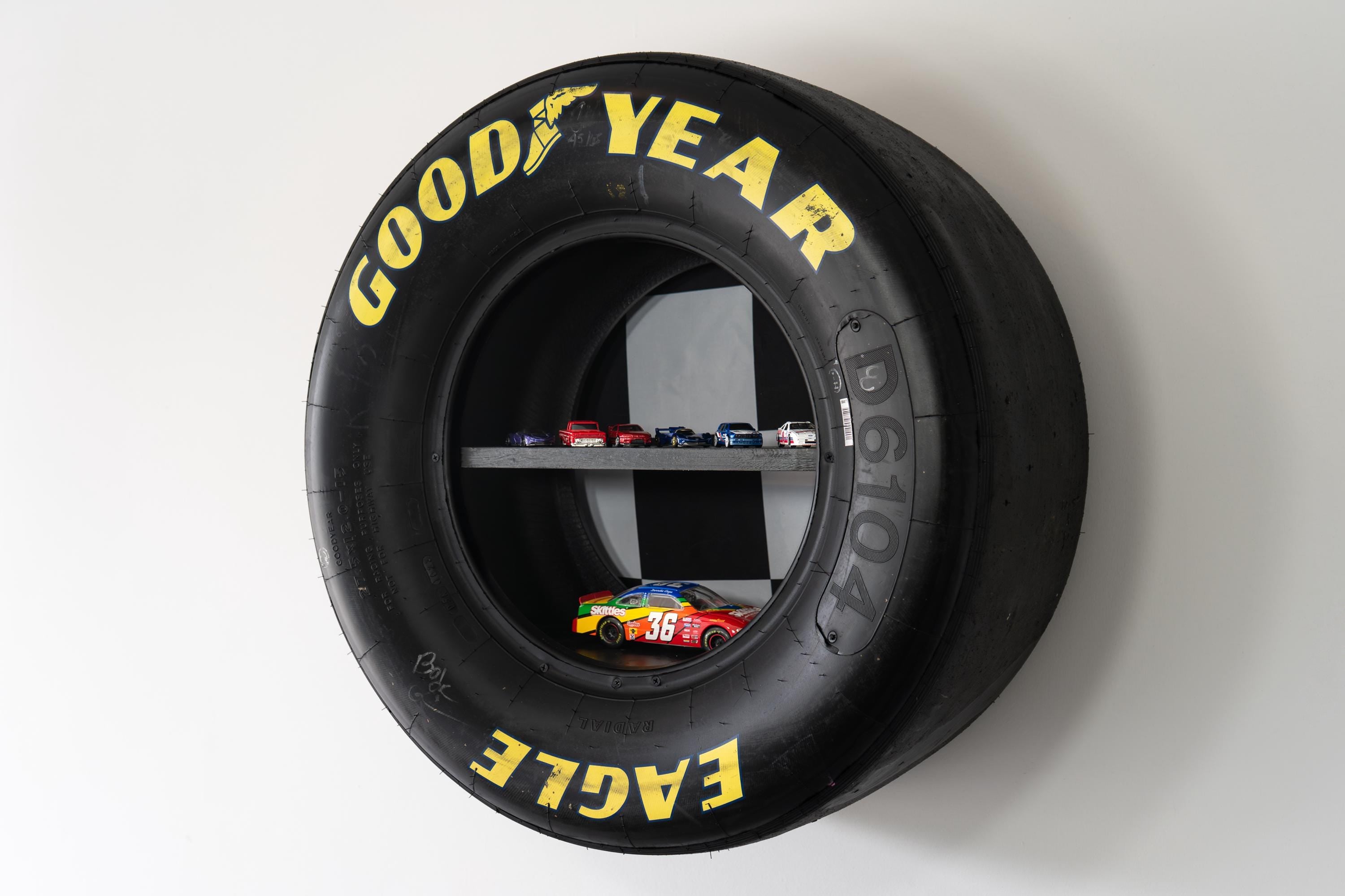 NASCAR Tire Shelf - Auto Home Wall | Automotive Furniture | Car Parts Shelf