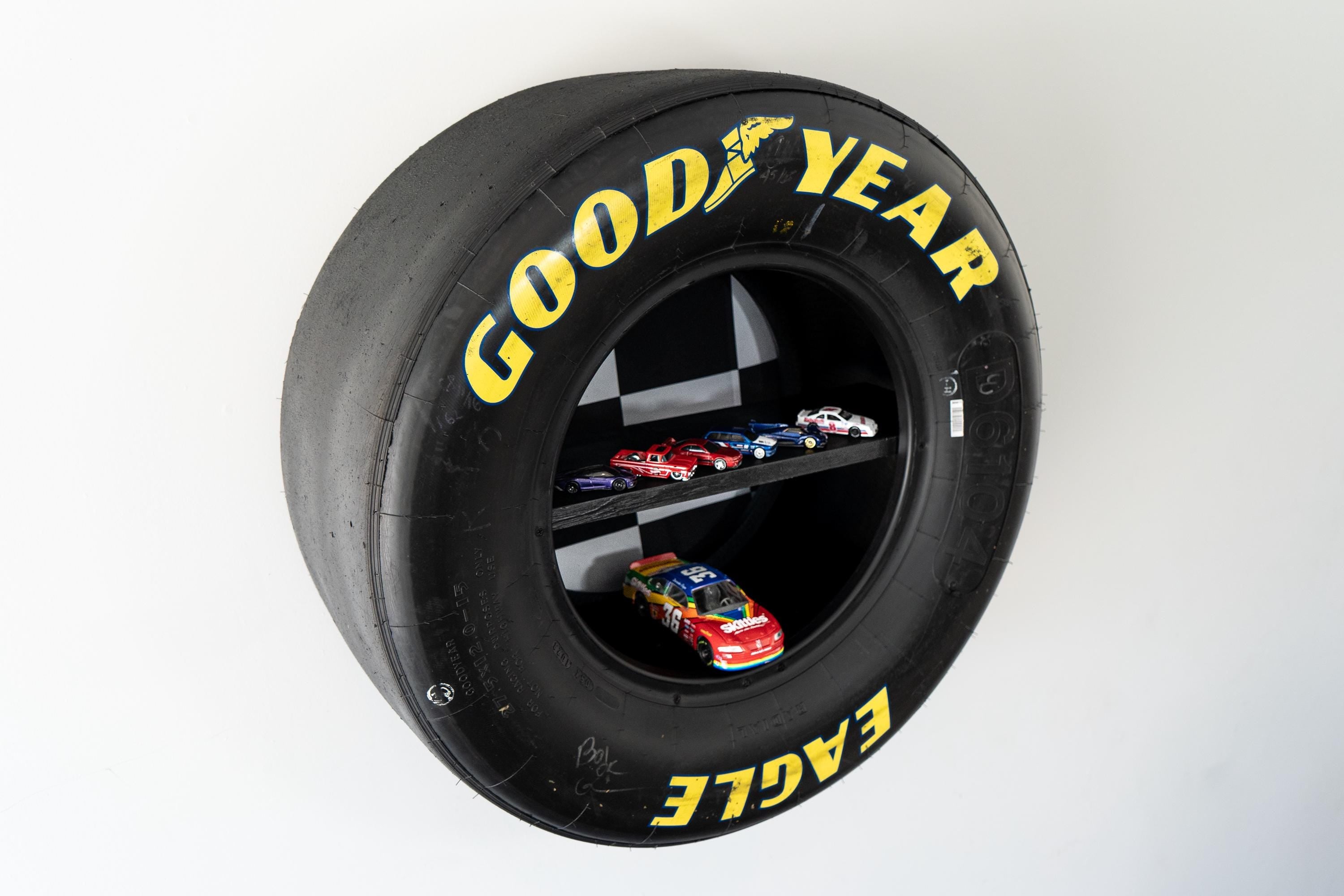 NASCAR Tire Shelf - Auto Home Wall | Automotive Furniture | Car Parts Shelf