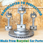 Industrial car parts lamp crafted from real automotive parts, featuring durable metal construction and bold mechanical character.