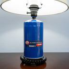 Industrial oil filter lamp designed with authentic car components for bold mechanical decor.