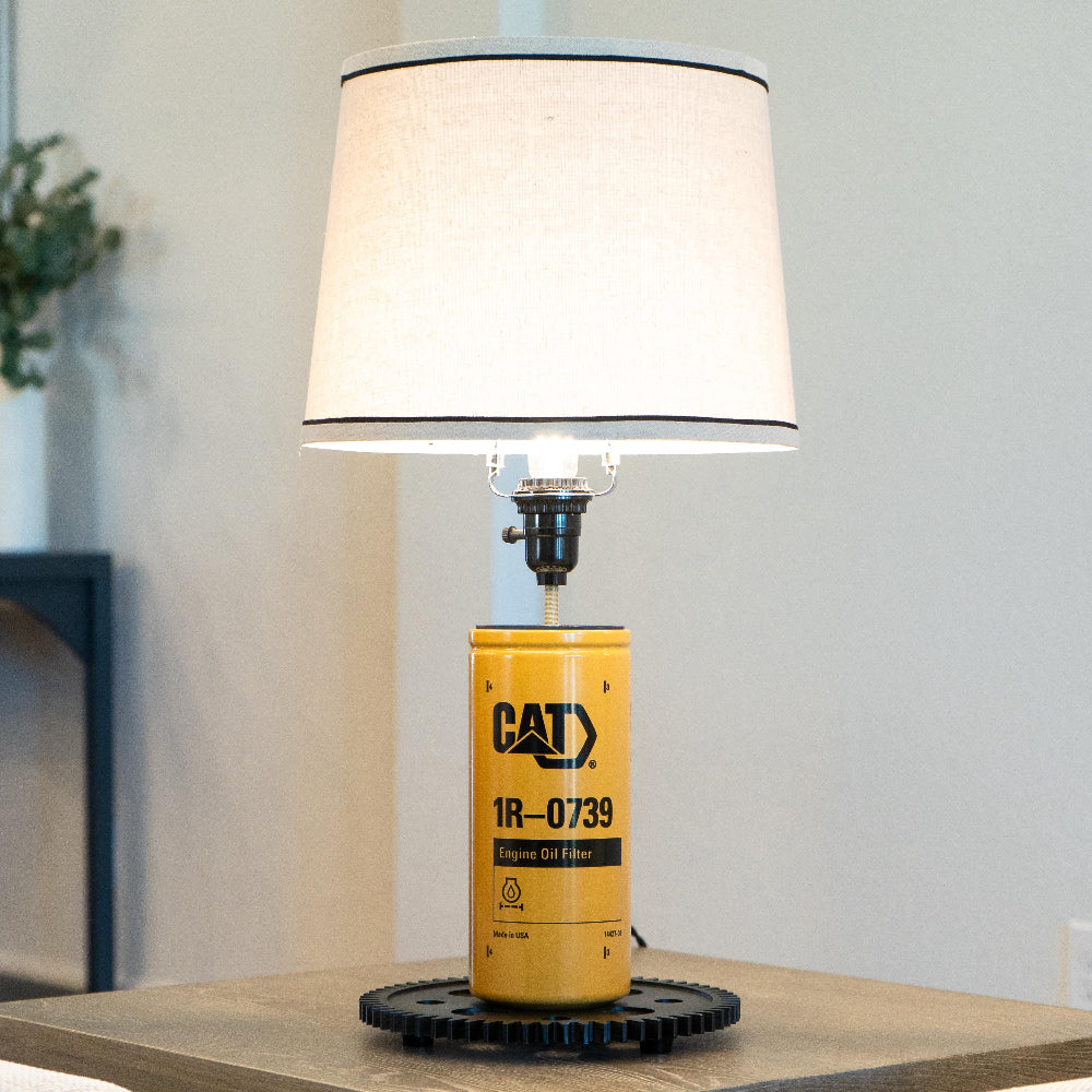 Construction themed CAT lamp designed as playful yet authentic decor for kids who love trucks and machinery.