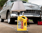 Motor oil jug lamp with epoxy drip effect designed for garages and automotive themed spaces.