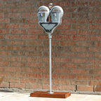 Parking meter lamp built from an authentic vintage Duncan meter, redesigned as functional lighting with classic character.