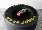 Race used NASCAR tire table built from authentic track driven racing components.