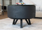 Coffee table made from real racing tire preserving motorsports history.