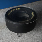 Handcrafted NASCAR tire table made individually from real racing components.